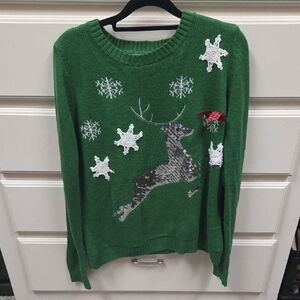 Green Reindeer Holiday Sweater
